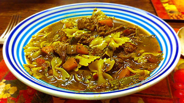 Lamb Shank Soup with Farfalle